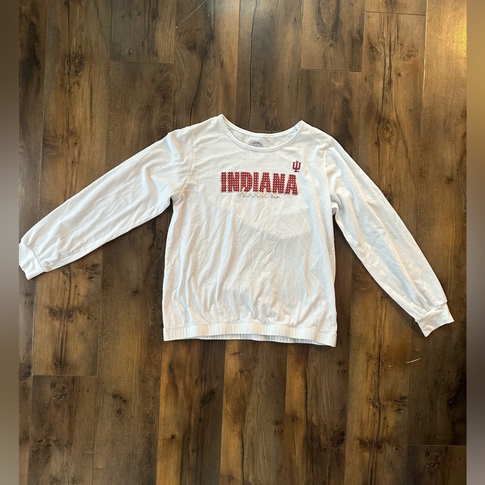 Indiana Hoosiers Kids White Long Sleeve Top XL 14/16 Game Day Spirit Tee